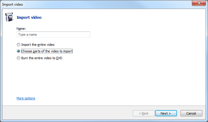 Image of Windows Movie Maker Import Video wizard